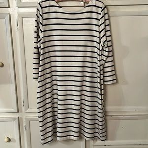 Cream and black striped knit dress